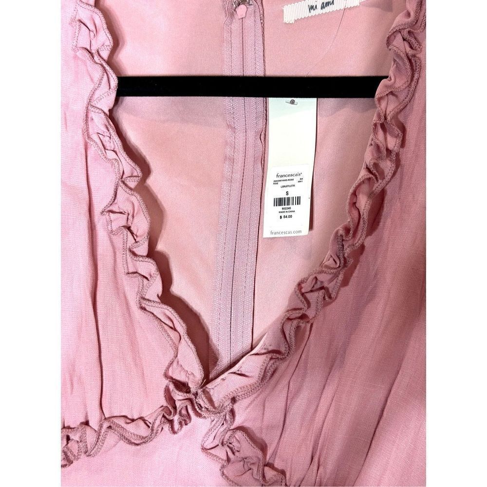 Mi Ami Francesca’s long sleeve ruffle mini dress in a pretty pink. NWT Size S - Picture 4 of 7